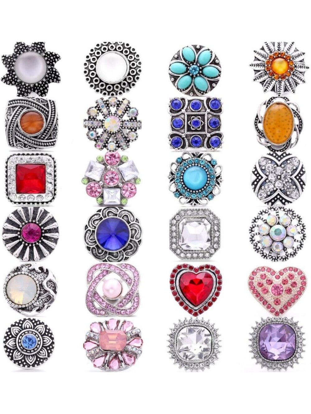 Colorful Rhinestone Snap Charms for DIY Jewelry - Bracelets, Necklaces & More